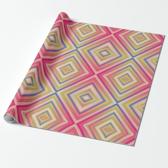 Flashes Of Pinks Alternative Diamond Pattern Wrapping Paper (Unrolled)