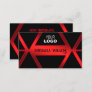 Flashy Black Geometric Shimmery Red with Logo Cool Business Card