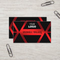 Flashy Black Geometric Shimmery Red with Logo Cool Business Card | Zazzle