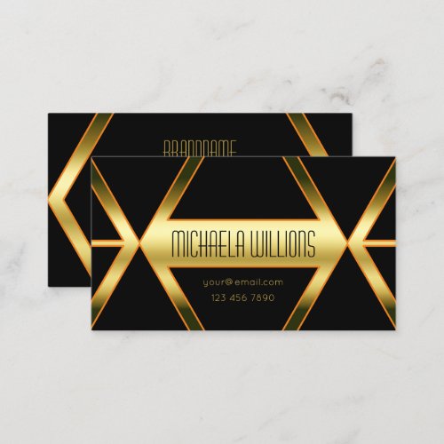 Flashy Black Geometrically Shimmery Golden Stylish Business Card