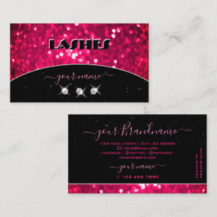 Flashy Black Girly Pink Sparkling Glitter Shimmery Business Card