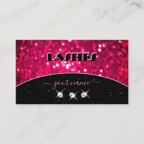 Flashy Black Girly Pink Sparkling Glitter Shimmery Business Card