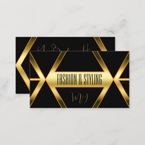 Flashy Black Shimmery Golden with Monogram Stylish Business Card