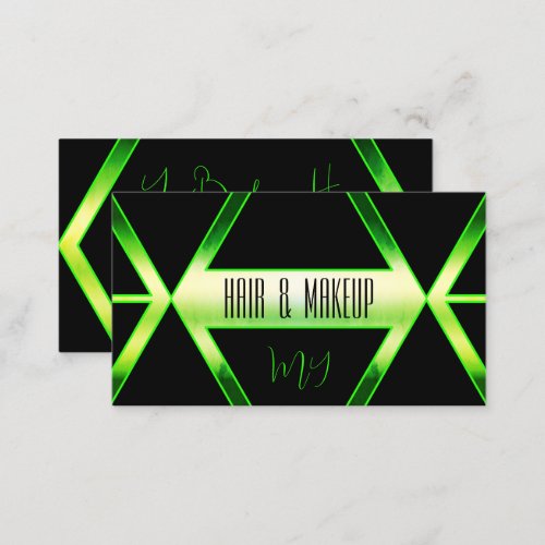 Flashy Black Shimmery Green with Monogram Stylish Business Card