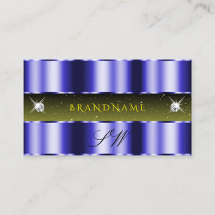 Flashy Blue Yellow Black Sparkle Jewels Initials Business Card