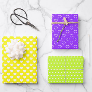 Flashy Bold Colors Lemon-Yellow Lime-Green Purple Wrapping Paper Sheets