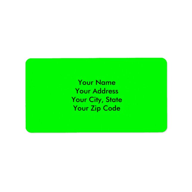 Flashy Bright Neon Green Accent Color Label (Front)