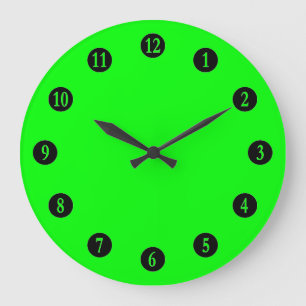 Flashy Bright Neon Green Accent Color Large Clock