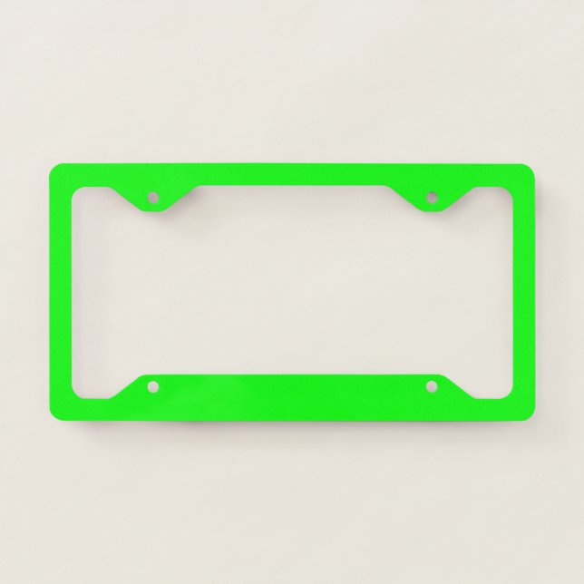 Flashy Bright Neon Green Accent Color License Plate Frame (Front)