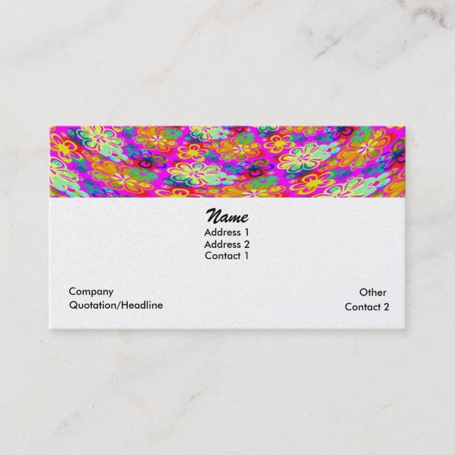 FLASHY BUSINESS CARDS - PSYCHEDELIC FLOWERS DESIGN (Front)