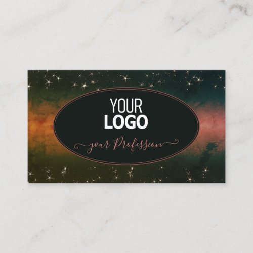 Flashy Colorful Galaxy and Glitter Stars with Logo Business Card