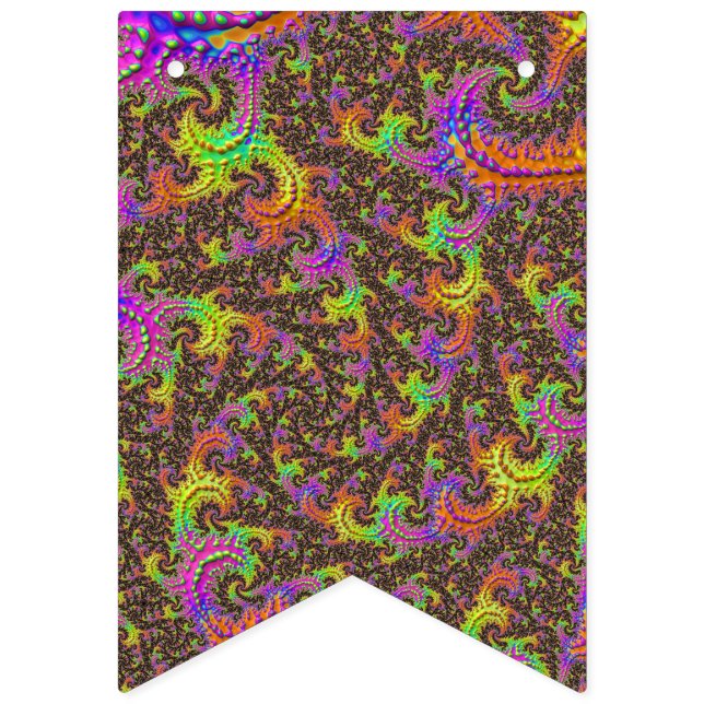 Flashy Colorful Spiral Abstract Digital Fractal Bunting Flags (First Flag)