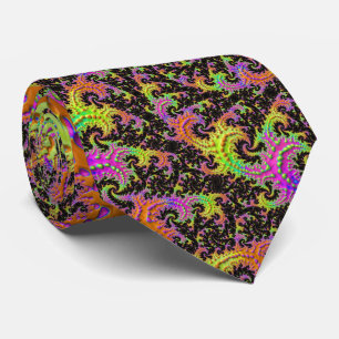 Flashy Colorful Spiral Abstract Digital Fractal Neck Tie