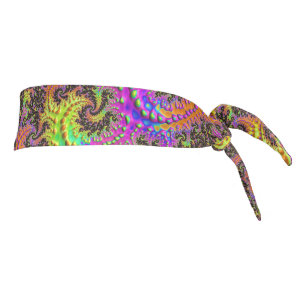 Flashy Colorful Spiral Abstract Digital Fractal Tie Headband