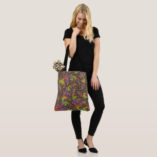 Flashy Colorful Spiral Abstract Digital Fractal Tote Bag