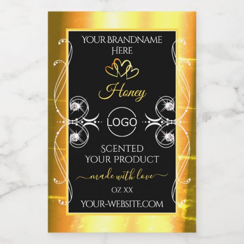 Flashy Dazzling Gold Black Product Labels Add Logo