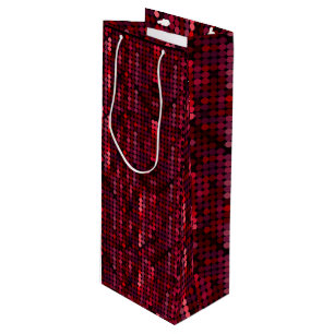 Flashy Disco Red Sequin-Like Wine Gift Bag