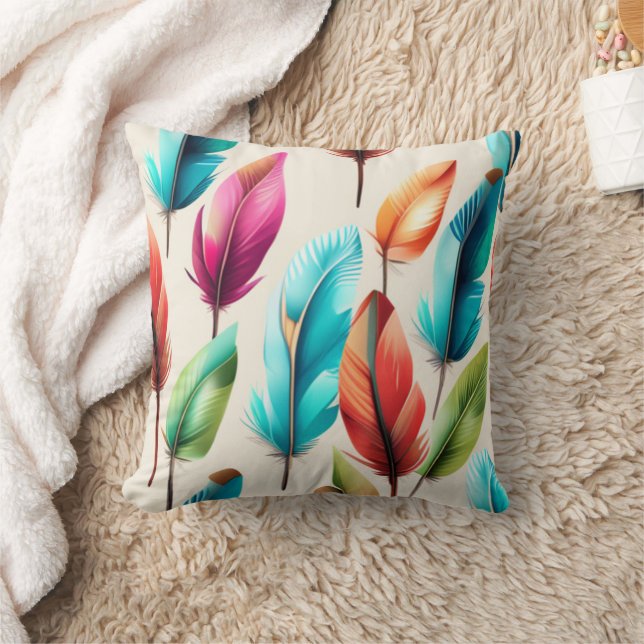 Flashy Feathers  Throw Pillow (Blanket)