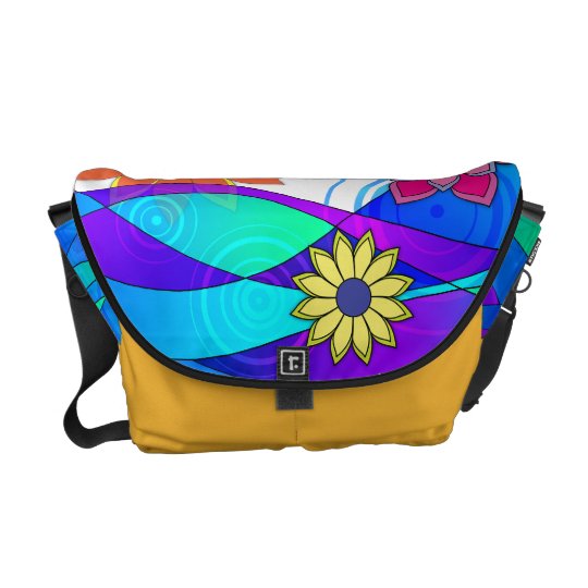 Flashy Flowers & Waves Courier Bag | Zazzle
