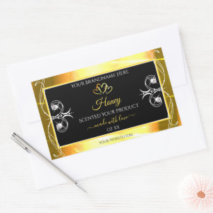 Flashy Gold Dazzling Product Labels Diamonds Black