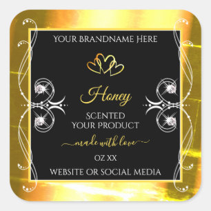 Flashy Gold Dazzling Product Labels Diamonds Black
