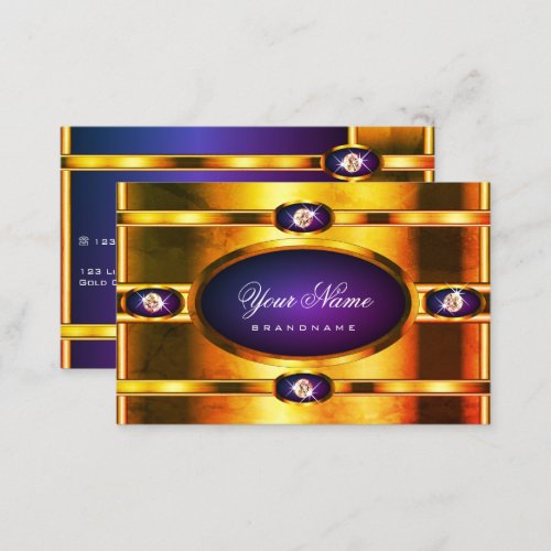 Flashy Gold Marble Shimmer Effect Purple Gradient Business Card