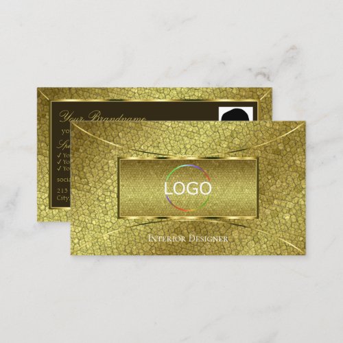 Flashy Golden Snake Gold Decor with Logo and Photo Business Card