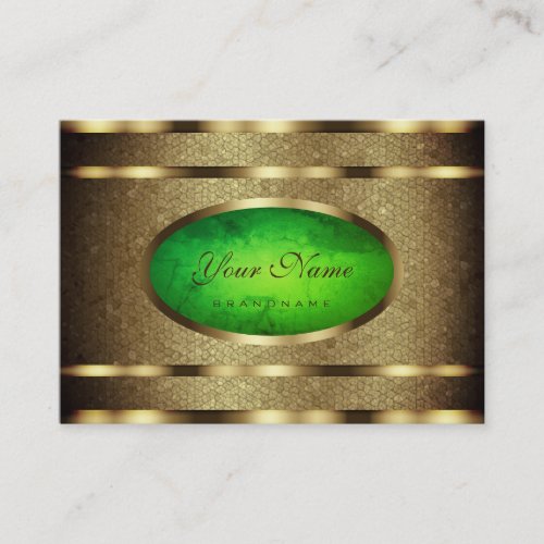 Flashy Golden Snake Pattern Effect Green Marble Business Card