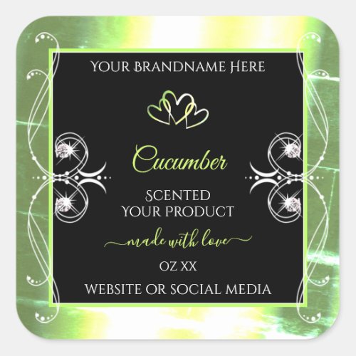 Flashy Light Green and Black Product Labels Jewels