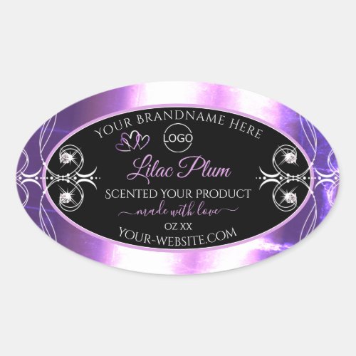 Flashy Light Purple Black Product Labels with Logo