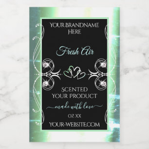 Flashy Light Teal and Black Product Labels Jewels