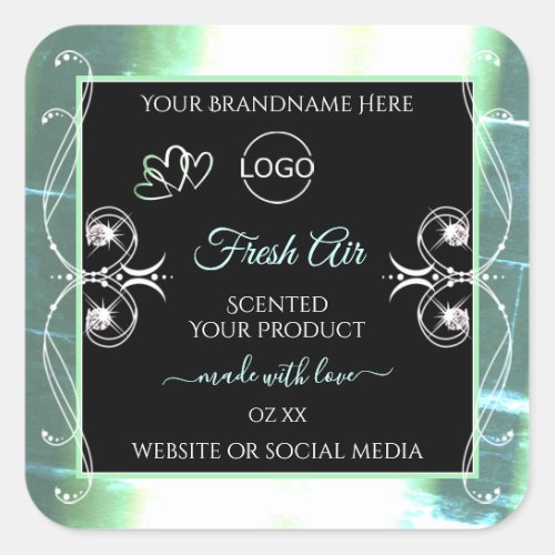 Flashy Light Teal Black Product Labels Jewels Logo