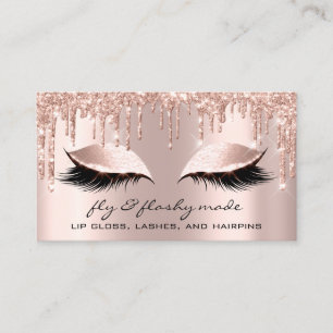 Flashy Makeup Artist Eyelash Glitter Drips Rose Business Card