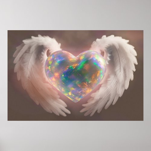  Flashy Opal Heart Angel Wings AP78  Poster