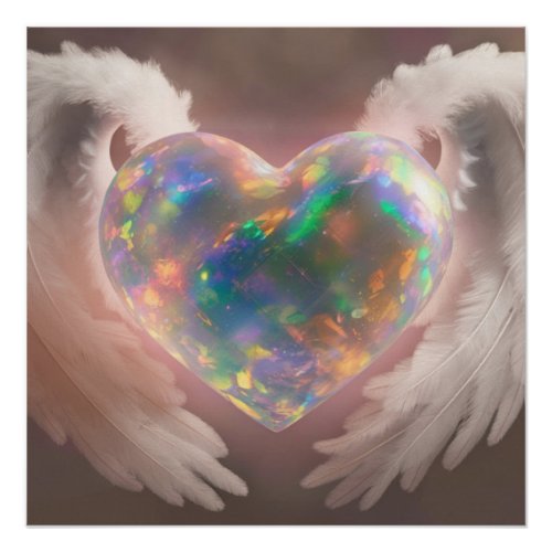 Flashy Opal Heart Angel Wings AP78  Poster