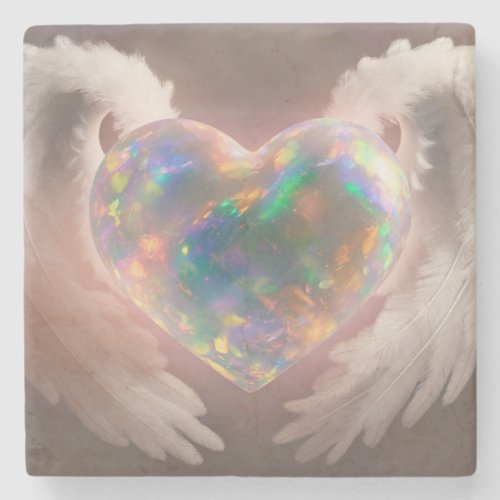  Flashy Opal Heart Angel Wings AP78  Stone Coaster