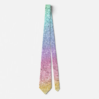Flashy Pastel Rainbow Glitter Pattern Neck Tie