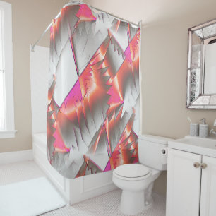 Flashy peach to pink, extremely rough digitalized shower curtain