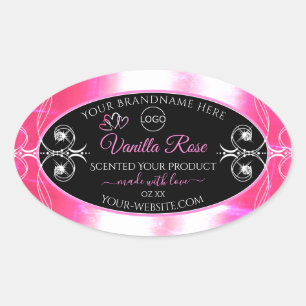 Flashy Pink Dazzling Product Label Black with Logo