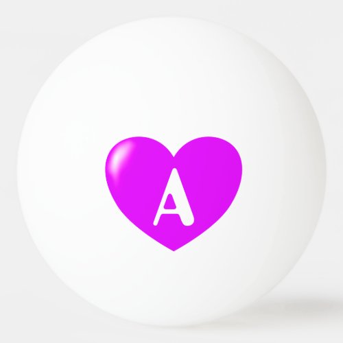 Flashy Pink Heart With Your Monogram Custom Ping Pong Ball