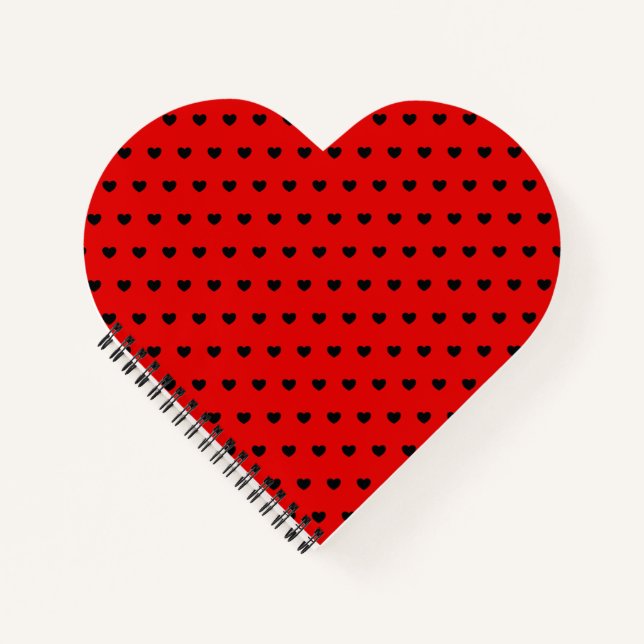 Flashy Red And Black Hearts Heart-Shaped Notebook (Front)