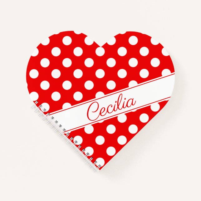 Flashy Red Heart -Shaped Notebook With Custom Name (Front)