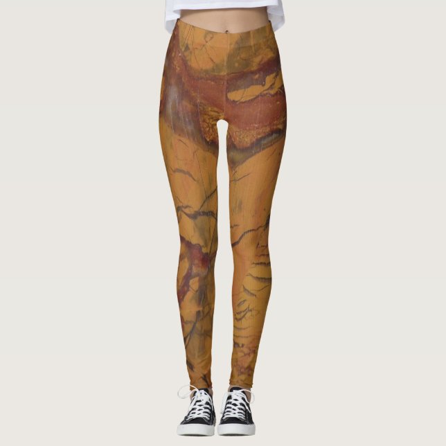 Flashy Red Jasper Natural Rock Photo Designed Leggings (Front)