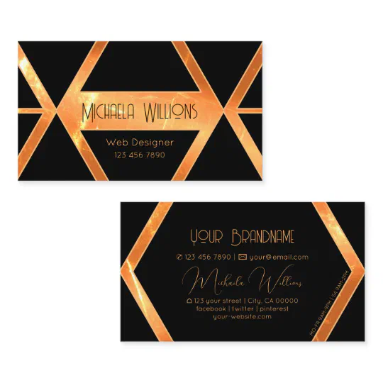 Flashy Shimmery Coral Cool Black Geometric Stylish Business Card Flashy Shimmery Coral Cool Black Geometric Stylish Business Card
