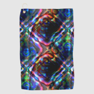 Flashy square colored kaleidoscope with neon tones golf towel