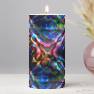Flashy square colored kaleidoscope with neon tones pillar candle