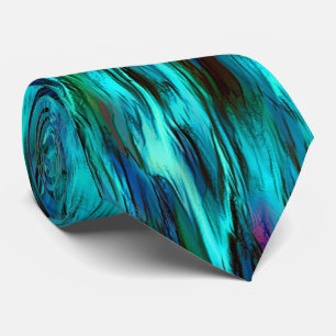 Flashy stained from blue to cyan, and red spots neck tie