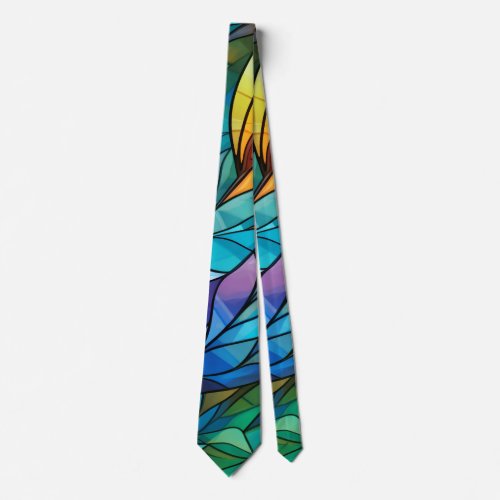 Flashy Stained Glass Vivid Colors Colorful Neck Tie