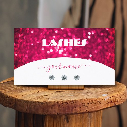 Flashy White Girly Pink Sparkling Glitter Shimmery Business Card