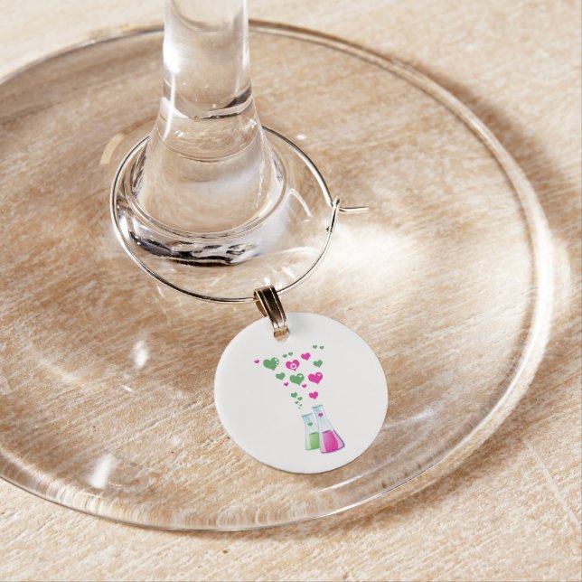 Flask, Erlenmeyer, Beaker, Chemistry, Laboratory Wine Glass Charm (In Situ)